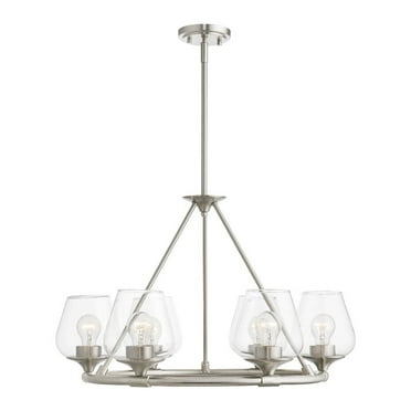 46726-91-Livex Lighting-Willow - 6 Light Chandelier In Transitional Style-18.75 Inches Tall and 26 Inches Wide-Brushed Nickel Finish    -Traditional
