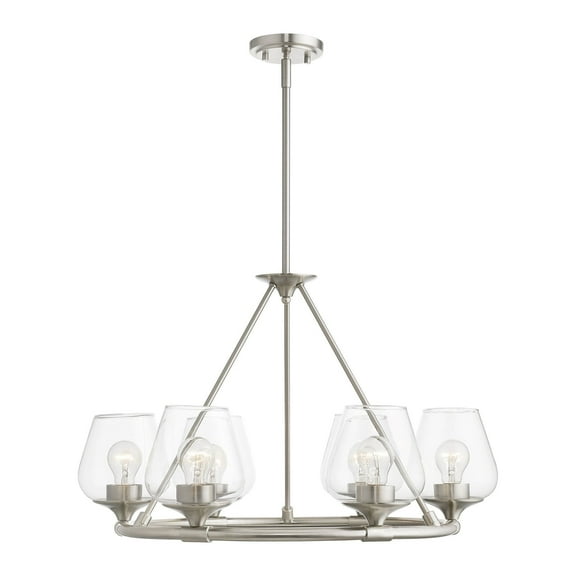 46726-91 Livex Lighting Willow - 6 Light Chandelier In Transitional Style-18.75 Inches Tall and 26 Inches Wide-Brushed Nickel Finish    -Traditional