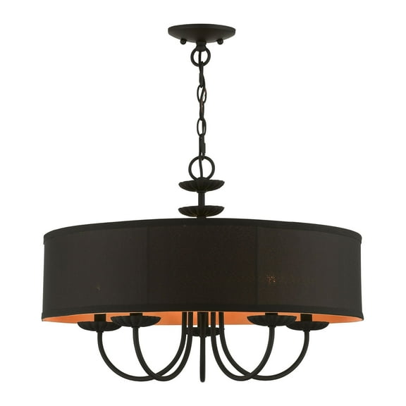 45125-04 Livex Lighting Winchester - 5 Light Pendant In Transitional Style-16.5 Inches Tall and 23 Inches Wide-Black Finish    -Traditional