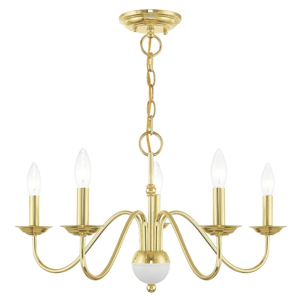 Polished Brass 5-Light Candelabra Chandelier