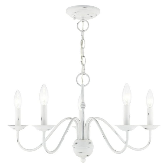 Livex Lighting  Windsor 5-light Mini Chandelier - 24"Dia. x 13"H Antique White Antiqued Brass
