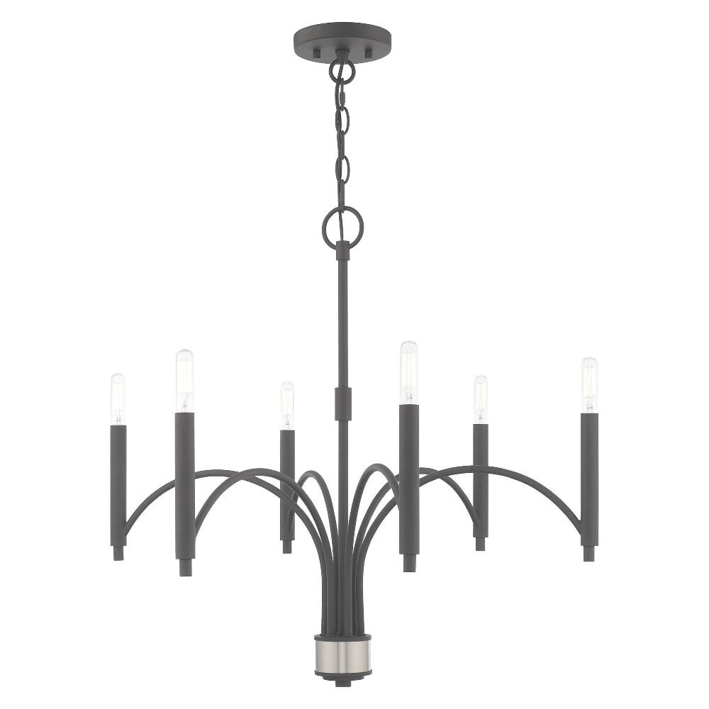 Scandinavian Gray Nickel 6-Light Minimalist Chandelier