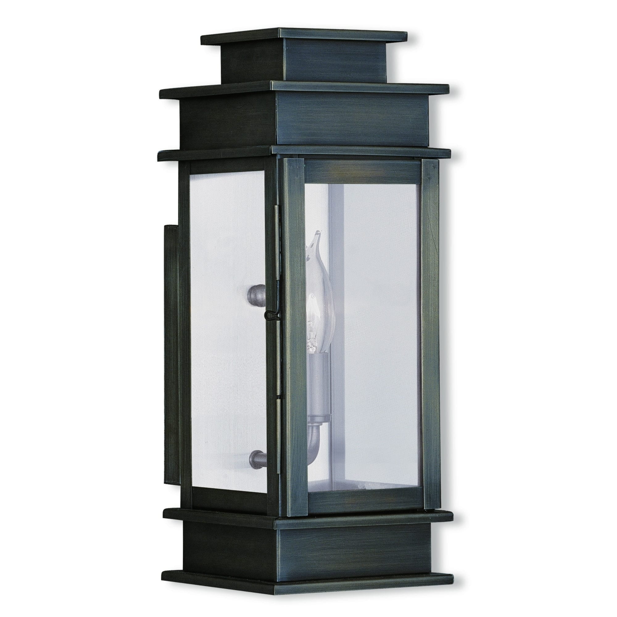 Vintage Pewter Clear Glass Outdoor Wall Lantern