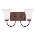 thumbnail image 1 of Livex Lighting Ridgedale - Two Light Bath Bar, Vintage Bronze Finish with Hand Blown Satin White Glass, 1 of 2