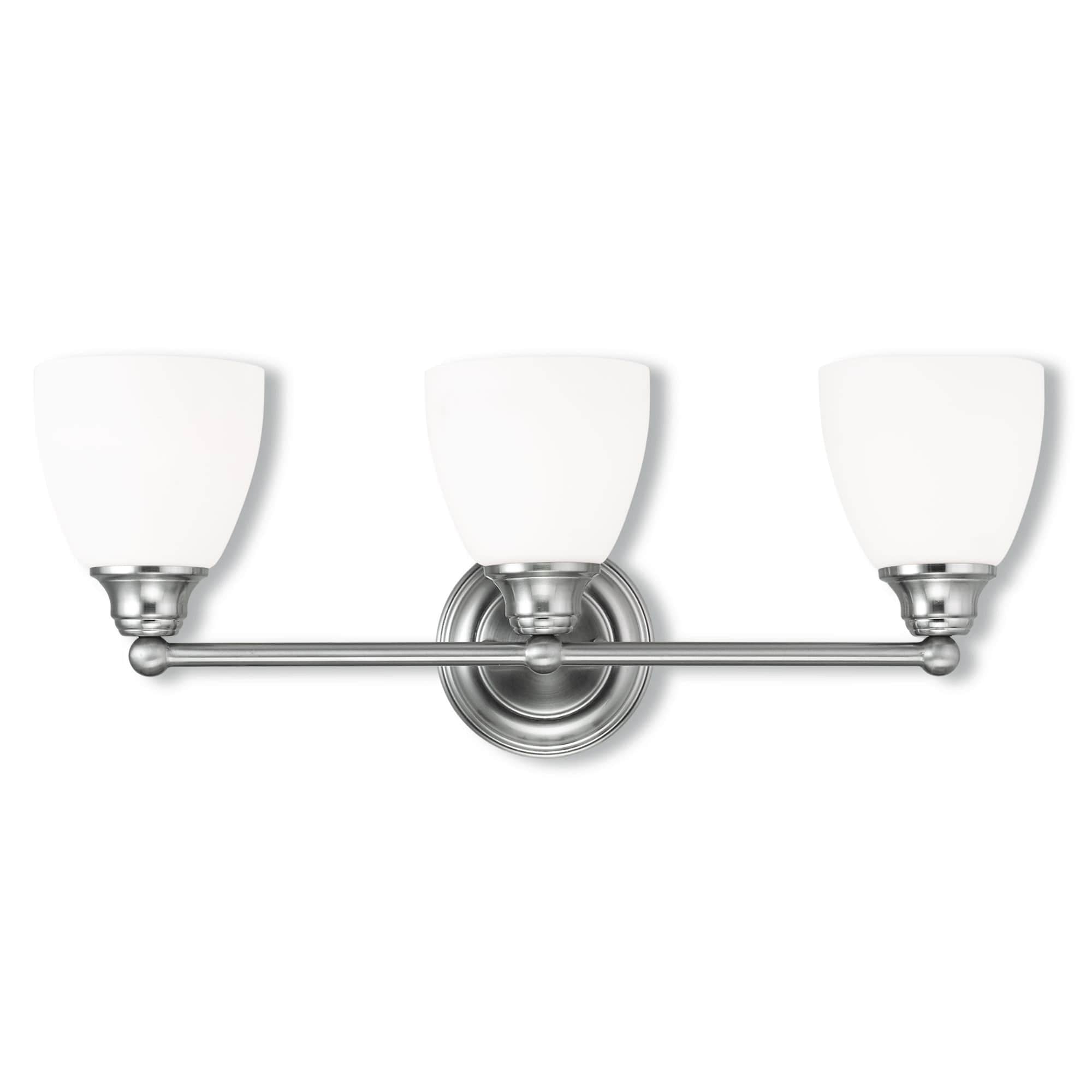 Somerville 23" Brushed Nickel 3-Light Vanity with Satin Opal White Glass