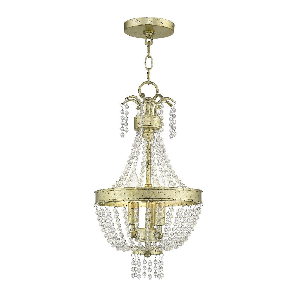 Winter Gold Mini Chandelier with Clear Crystals