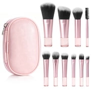 Livhil 10pcs Portable Travel Makeup Brush Set, Function Mini Makeup Brushes with PouchPink