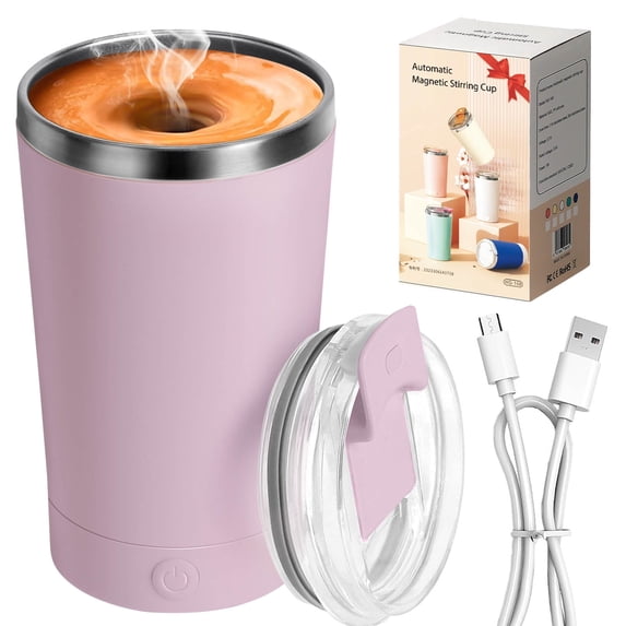 Livhil Self Stirring Coffee Mug, Electric High Speed Mixing Magnetic Travel Coffee Mug(Purple -13.5 oz )