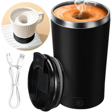 Livhil 13.5 Oz Self Stirring Mug, Green Monochrome Electric High Speed Mixing Travel Coffee Mug, Black