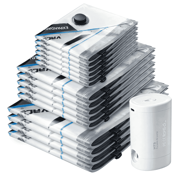 Livhil 15 Combo Vacuum Storage Bags with Electric Pump, Vacuum Seal Bags for Clothes, Travel Vacuum Bags with Pump, Reusable Shrink Bags