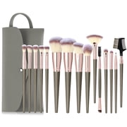 Livhil 15pcs Makeup Brushes Set Professional, Premium Makeup Brushes Kit Set, Eyeshadow Brushes with PU Leather Pouch Champagne Gold