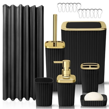 Livhil 19 Pcs Black Bathroom Accessories Sets with Shower Curtain,  Specially Designed for Small Spaces