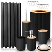 Livhil 19 Pcs Black Bathroom Accessories Sets with Shower Curtain, Specially Designed for Small Spaces