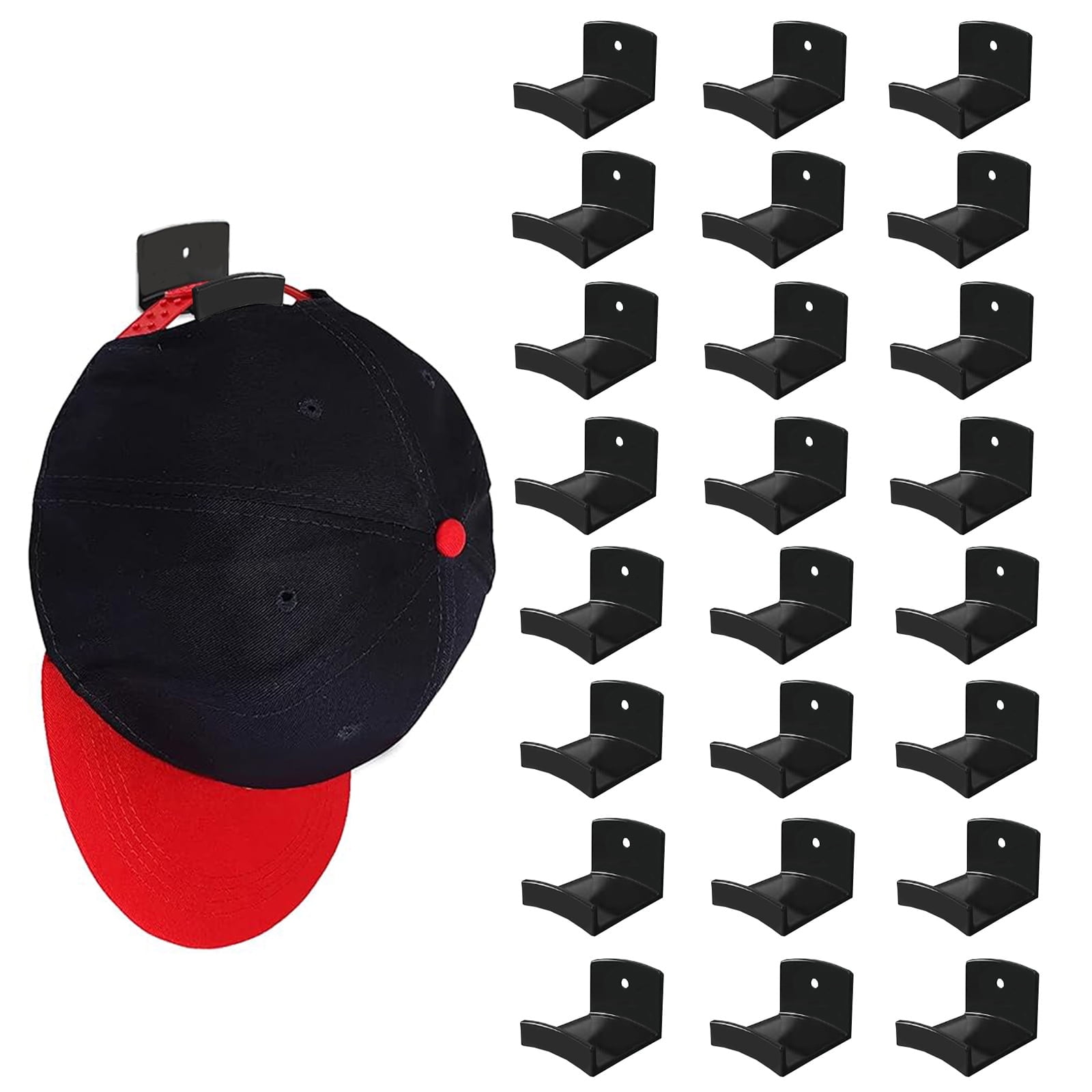 livhil 24 Pack Adhesive Hat Hooks, Wall Hat Rack for Wide Brim Hats and ...