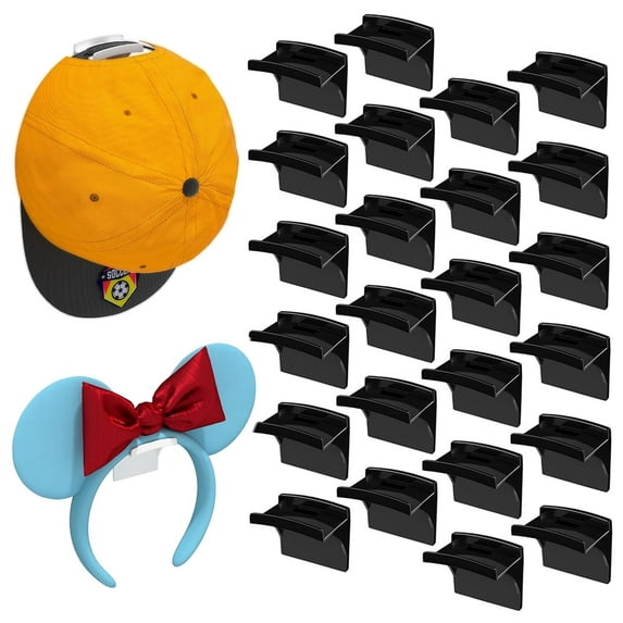 Livhil Adhesive Hat Rack Wall Organizer - Plastic, No Drilling - 24 Pack, Black