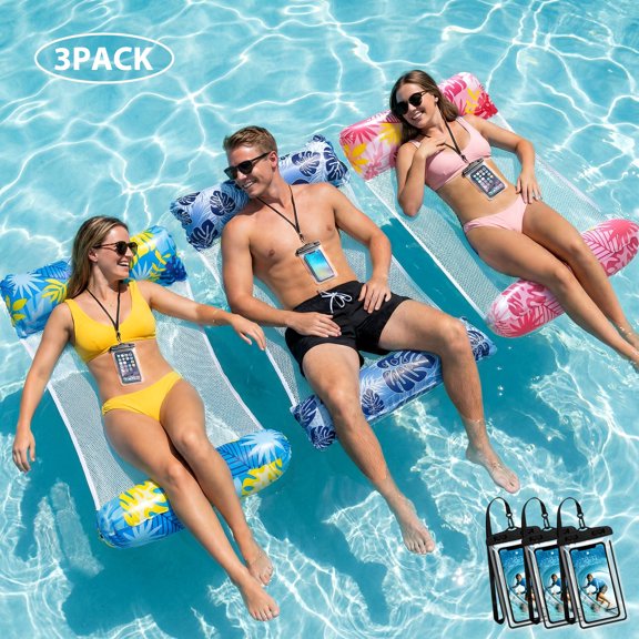 Livhil 3Pcs Pool Float Hammock, Pool Float Loungers, Water Hammock Lounger, Swimming Pool Floats for Adults
