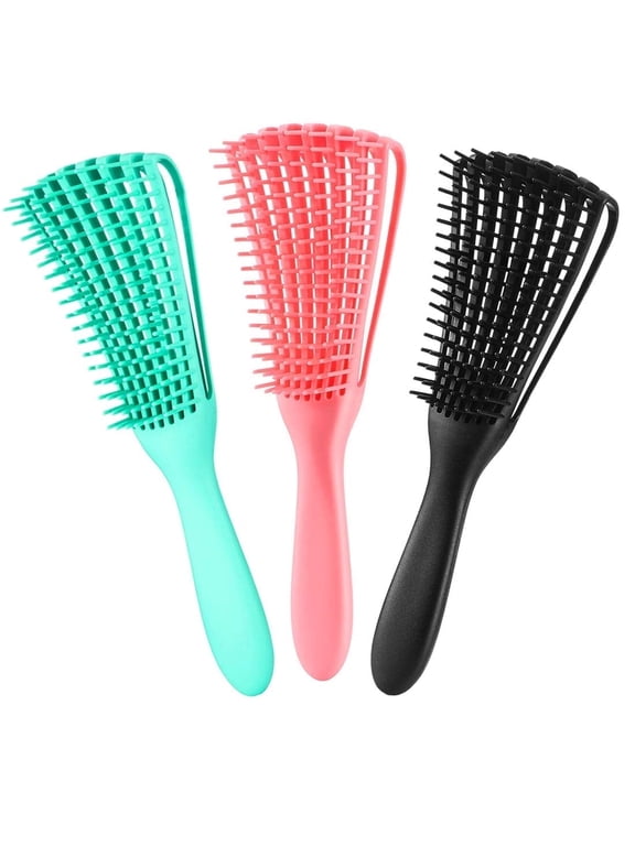 3 Pack Hair Detangler Brush for Afro America/African Hair Textured 3a to 4c Kinky Wavy/Curly/Coily/Wet/Dry/Oil/Thick/Long Hair, Detangling Brush for Natural Hair,Detangle Brush