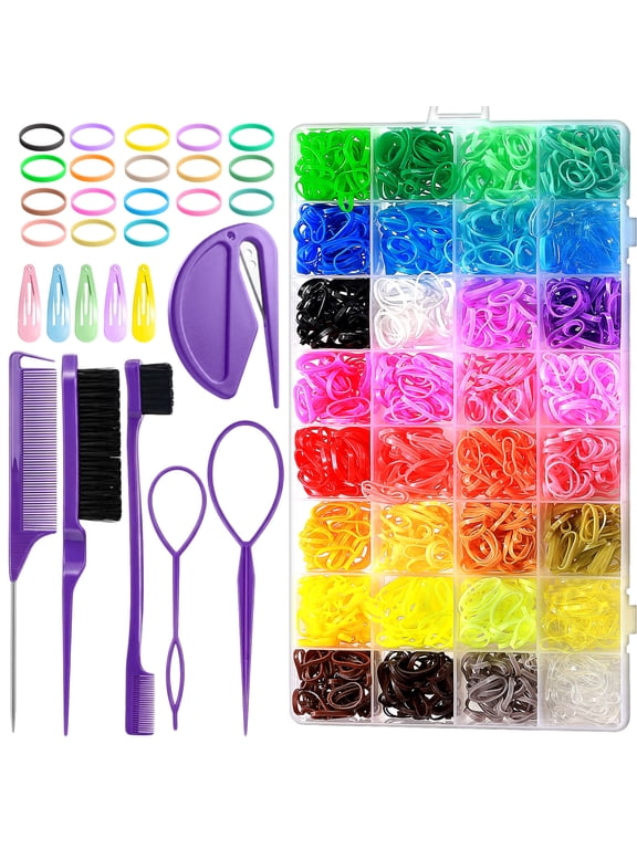 Elastic Hair Ties, 32 Colors Hair Accessories for Girls, Rubber Bands for Hair, Small Hair Ties, 2016pcs Toddler Hair Ties