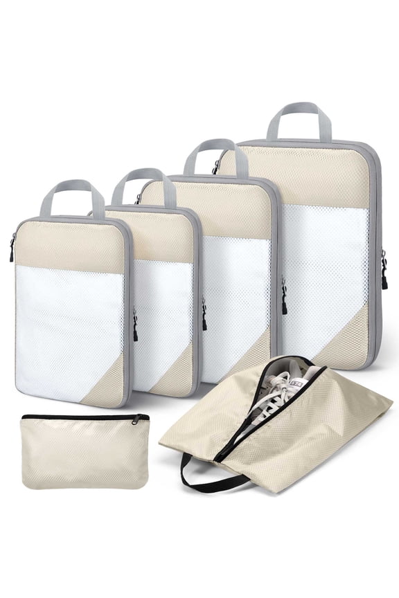 6 Set Compression Packing Cubes for Suitcases, Travel Accessories Suitcase Organizer Bags Set, Accessories Bags Packing Cubes for Travel Luggage Organizer Women Men