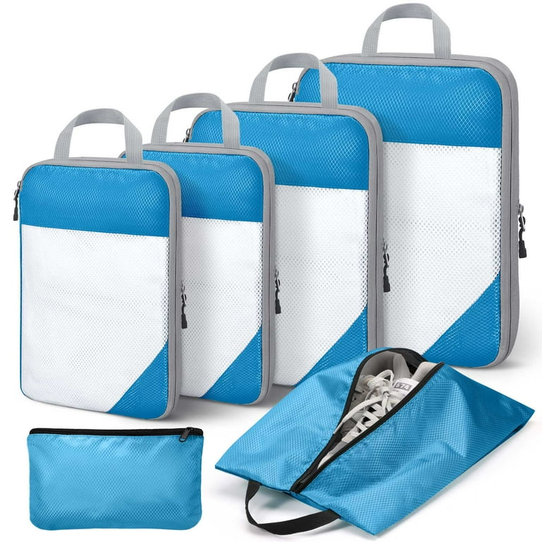 Livhil Set Mesh Compressed Collapsible Packing Cubes for Travel