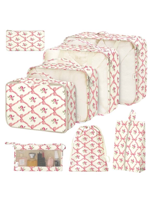 8Pcs Packing Cubes for Luggage, Packing Cubes for Travel Luggage Packing Organizers (Bow Flower)