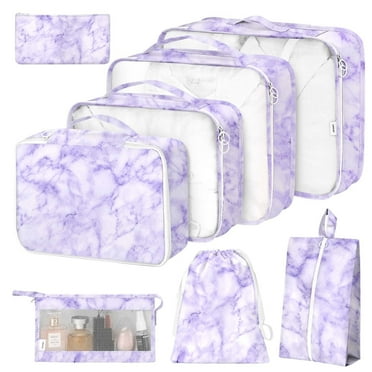Livhil 8Pcs Packing Cubes for Luggage, Packing Cubes for Travel Luggage Packing Organizers ( Purple Marble )