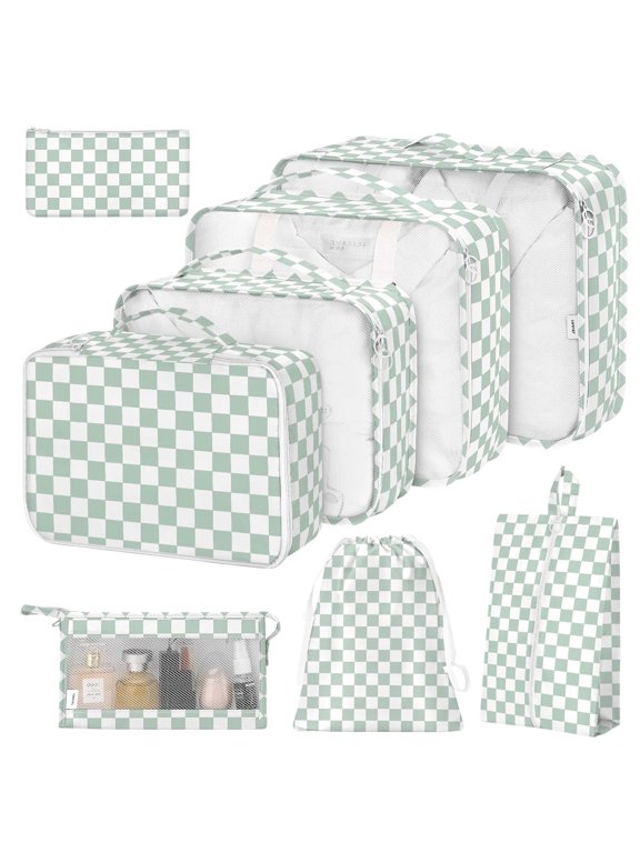 8Pcs Packing Cubes for Luggage, Packing Cubes for Travel Luggage Packing Organizers ( Green Plaid )