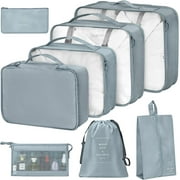 Livhil 8Pcs Packing Cubes for Luggage , Suitcase Organizer Bags Set Packing Cubes for Travel Luggage (Grey)