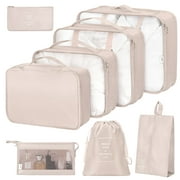 Livhil 8Pcs Packing Cubes for Luggage , Travel Packing Organizers Packing Cubes for Travel (Beige)