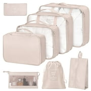 Livhil 8Pcs Packing Cubes for Luggage , Travel Packing Organizers Packing Cubes for Travel Beige