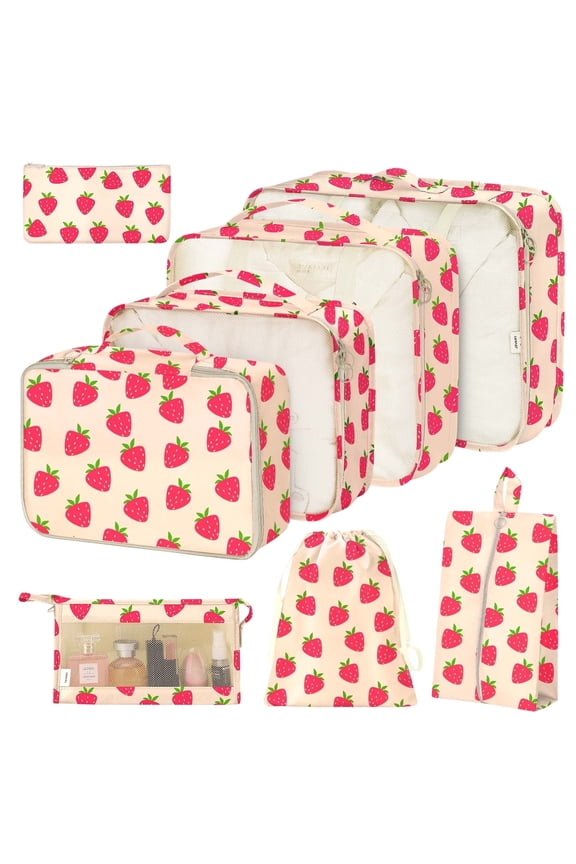 8Pcs Packing Cubes for Luggage, Travel Packing Organizers Packing Cubes for Travel (Strawberry)