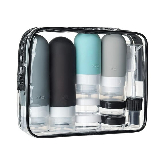 Livhil 16 Pcs Travel Bottles for Toiletries, Leak Proof Refillable Travel Containers, Travel Essentials Silicone Toiletry Bottles (Grey)