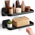 thumbnail image 1 of Livhil Adhesive Shelf 2Pack, Multifunctional Storage, Rack No-Drill Wall Shelves for Bathroom Kitchen, Plastic Floating Shelves Tissue Dispenser Stand(Black), 1 of 7