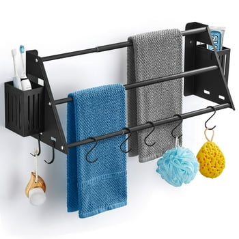 Livhil Bath Towel Bars Matte Black Bathroom 3-Tiers Ladder Towel Rails Wall Mounted Towels Shelves Rack Stainless Steel