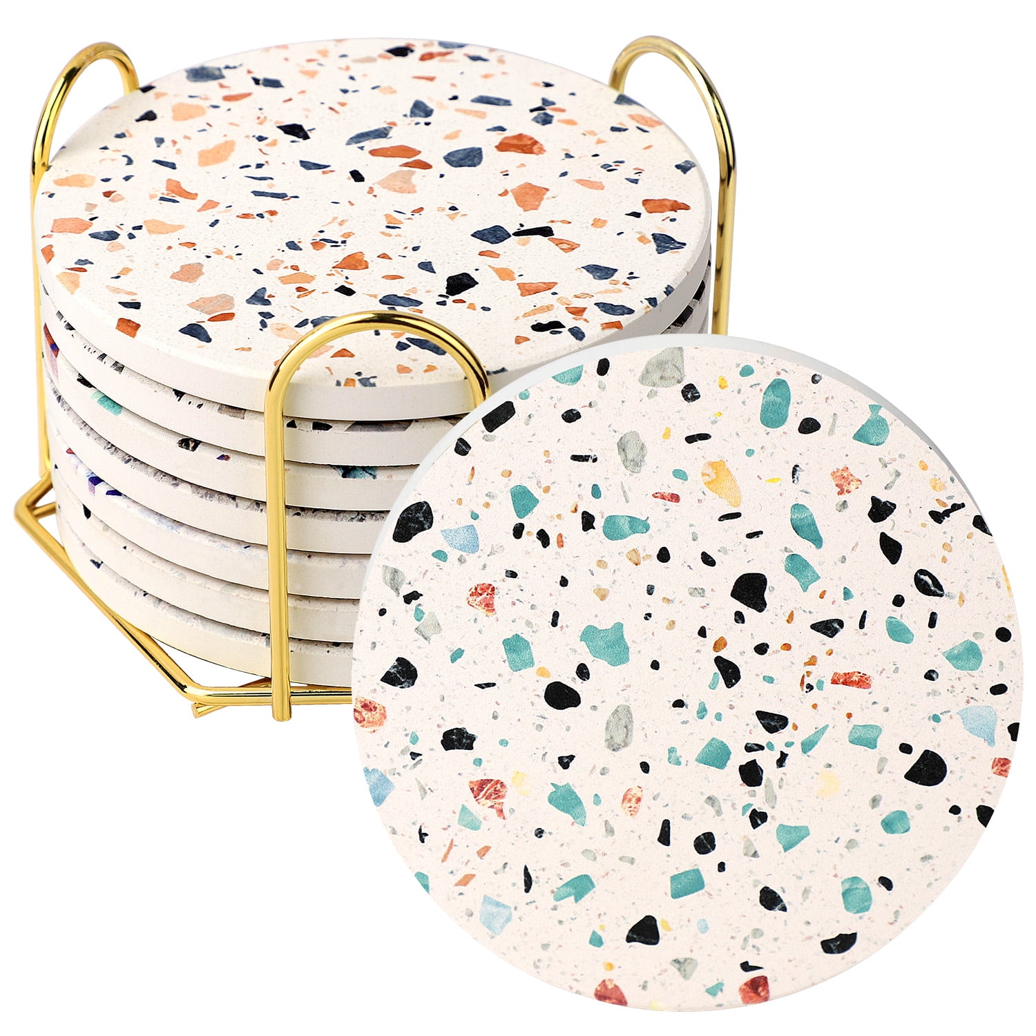 Livhil Coasters for Drinks Absorbent with Holder, Set of 8, Coasters