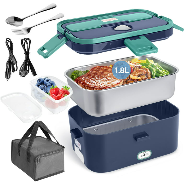 1.8L Portable Electric Heating Lunch Box Heater Stainless Steel Food  Container