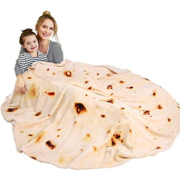 Livhil Giant Tortilla Blanket Double Sided, 63 Inch Tortilla Blanket Adult Size Funny Blankets Food Blankets for Adult, Realistic Food Throw Blanket