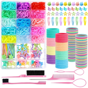 Livhil Hair Ties, 24 Colors Hair Accessories for Girls, Rubber Bands for Hair, Elastic Hair Ties and Hair Clips, 1695pcs Girls Hair Ties