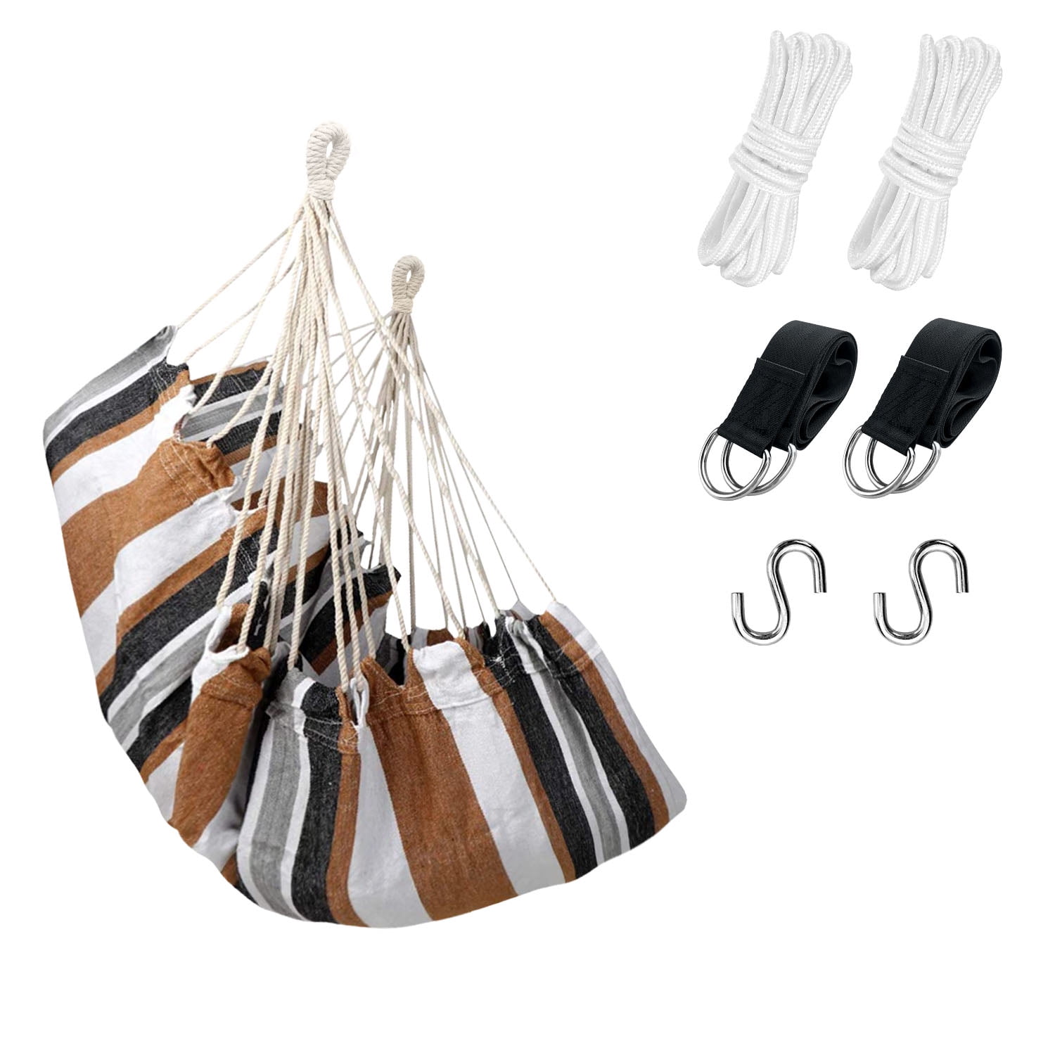 Livhil Hammock Chair Hammock Swing Chair Hanging Swing, Max 300 lbs Portable Hanging Hammock Chair with Pocket- Perfect for Outdoor, Home, Bedroom, Patio, Yard  (Khaki), Polyester I Cotton