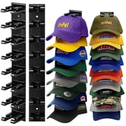 Livhil 2 Pack Hat Rack for Baseball Caps, Adhesive Hat holder for Wall, Baseball Hat Storage Hold Up to 16 Hats(A-Black)