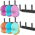 thumbnail image 1 of Livhil Hat Rack 2 Packs, Removable Long Row Hat Hooks for Wall, 2 Mounting Options Baseball Hat Organizer Holds 30 Hats (Black), 1 of 8
