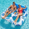 thumbnail image 1 of Livhil Inflatable Pool Float, 2 Person Pool Floats for Adults, Double Inflatable Lounger Pool Raft with Backrest & Cup Holders, Summer Water Fun for Pool Beach Lake, Blue, 1 of 10
