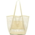 thumbnail image 1 of Livhil Large Beach Mesh Tote Bag, Foldable Beach Tote Bag Waterproof Sandproof for Beach Picnic Vacation (Beige), 1 of 9