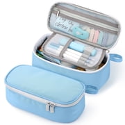 Livhil Large Pencil Pouch, Pencil Case for Girls Boys, Pencil Bag Pencil Boxes for Kids Elementary School Supplies, Blue