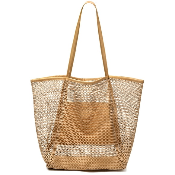 Livhil Large Mesh Beach Bag Foldable Waterproof Sandproof Tote for Beach, Picnic