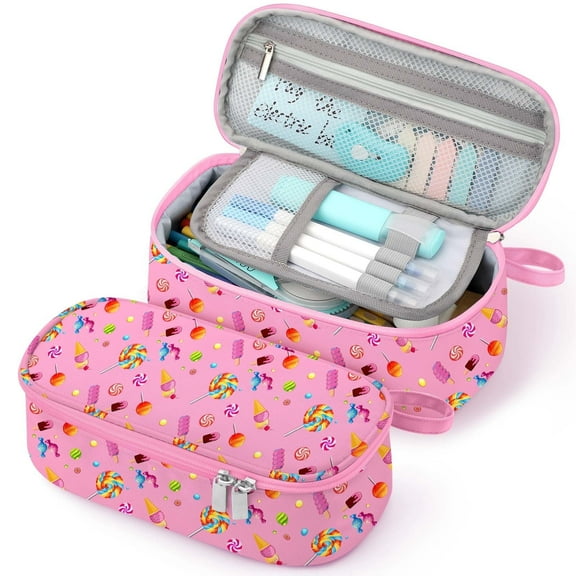 Livhil Large Pencil Pouch, Pencil Case for Girls Boys, Pencil Bag Pencil Boxes for Kids Elementary School Supplies, Candy