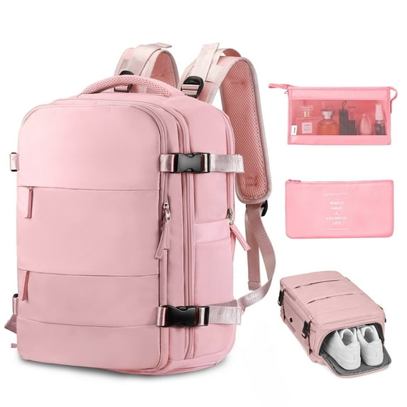 Livhil Travel Backpack for Women, Travel Backpack Carry on Flight Approved Fits 16" Laptop, Pink