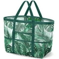thumbnail image 1 of Livhil Mesh Beach Bag Rope Handles, Mesh Tote Bag for Women Contains Wicker Oversized Beach Tote Bag with 9 Small Pockets  (Green), 1 of 7