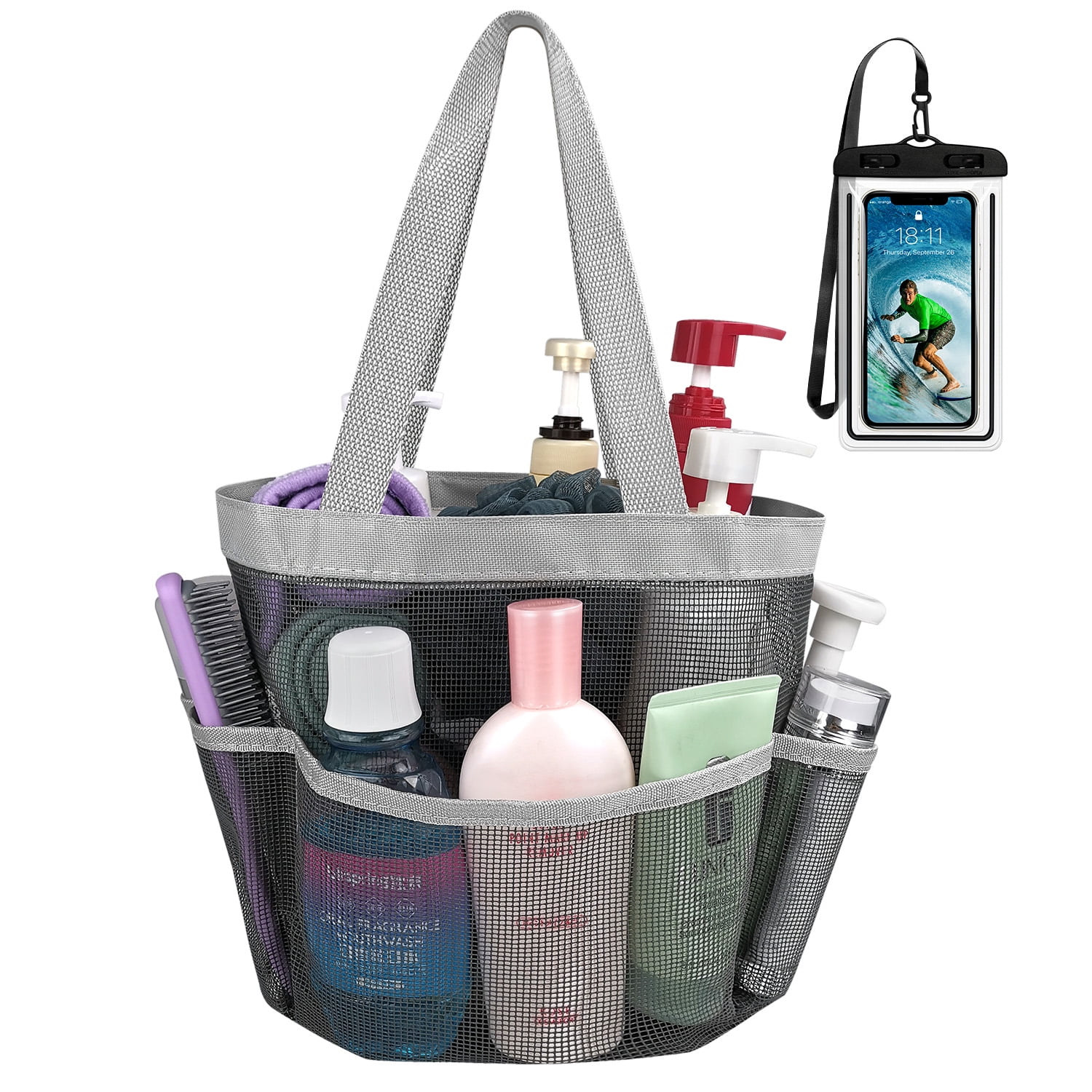 2pcs 3 Compartments Plastic Shower Caddy Basket, Portable Divided