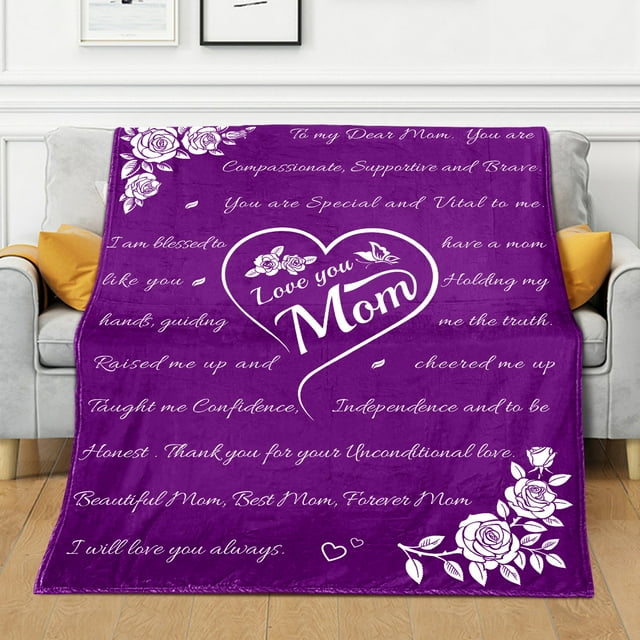 Livhil Best Mom Ever Throw Blanket, I Love You Mom Gift, Mom Birthday